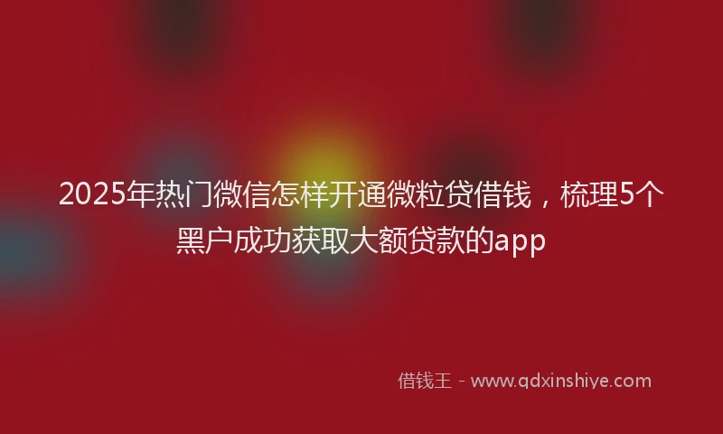 2025年热门微信怎样开通微粒贷借钱，梳理5个黑户成功获取大额贷款的app