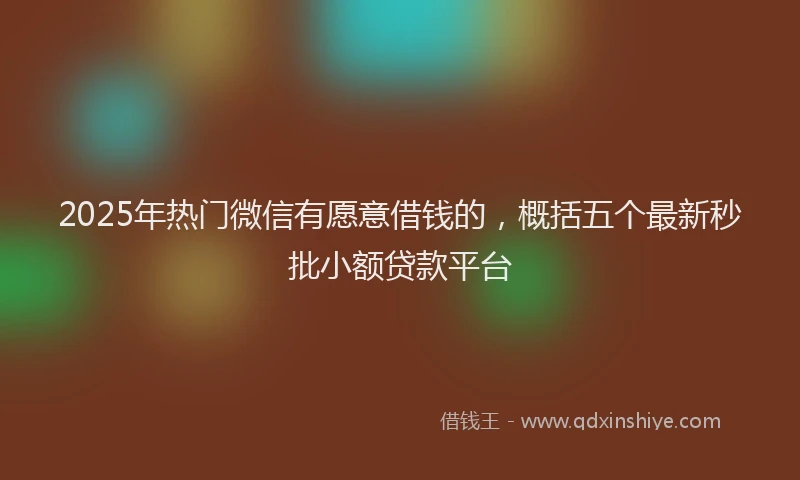 2025年热门微信有愿意借钱的，概括五个最新秒批小额贷款平台