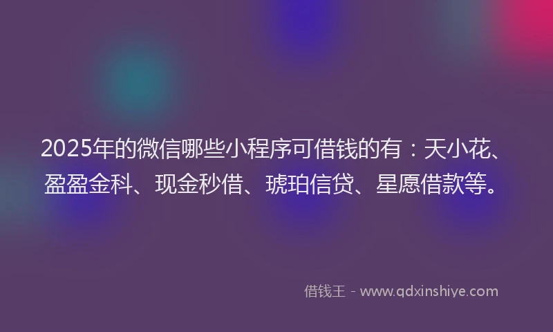 2025年的微信哪些小程序可借钱的有：天小花、盈盈金科、现金秒借、琥珀信贷、星愿借款等。