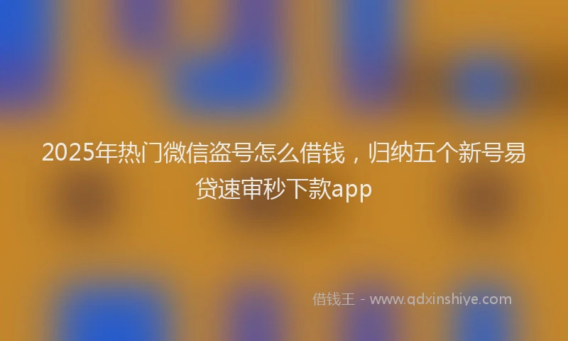 2025年热门微信盗号怎么借钱，归纳五个新号易贷速审秒下款app