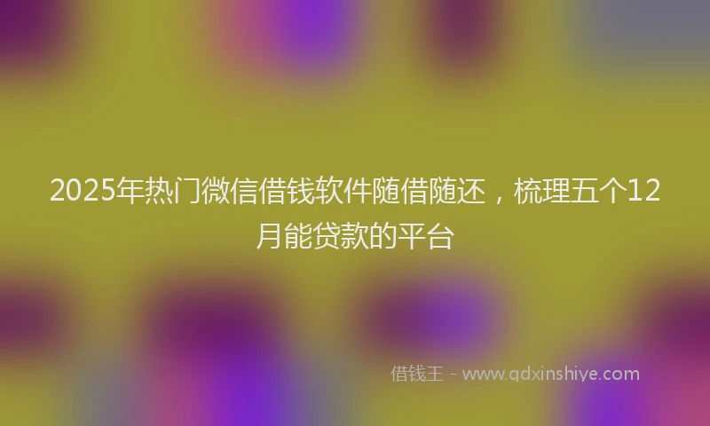 2025年热门微信借钱软件随借随还，梳理五个12月能贷款的平台