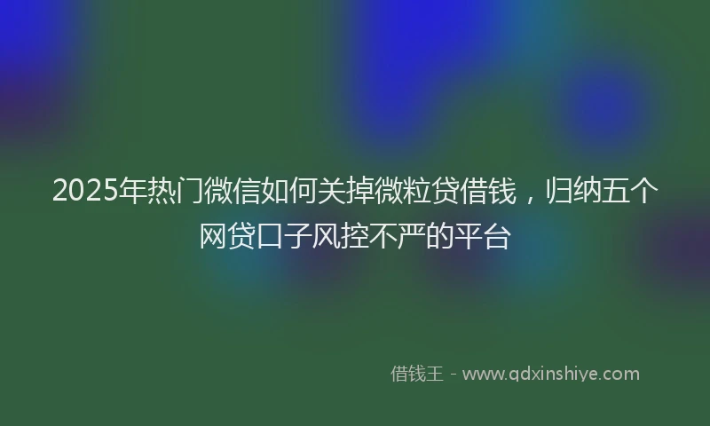 2025年热门微信如何关掉微粒贷借钱，归纳五个网贷口子风控不严的平台