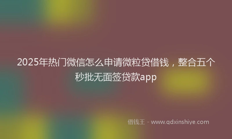 2025年热门微信怎么申请微粒贷借钱，整合五个秒批无面签贷款app