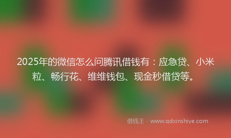 2025年的微信怎么问腾讯借钱有：应急贷、小米粒、畅行花、维维钱包、现金秒借贷等。