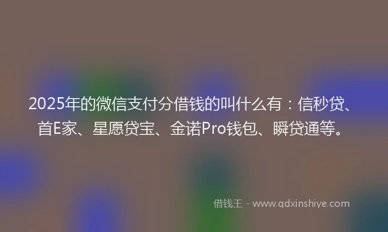 2025年的微信支付分借钱的叫什么有：信秒贷、首E家、星愿贷宝、金诺Pro钱包、瞬贷通等。
