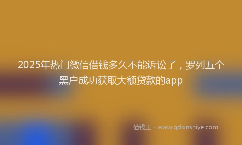 2025年热门微信借钱多久不能诉讼了，罗列五个黑户成功获取大额贷款的app