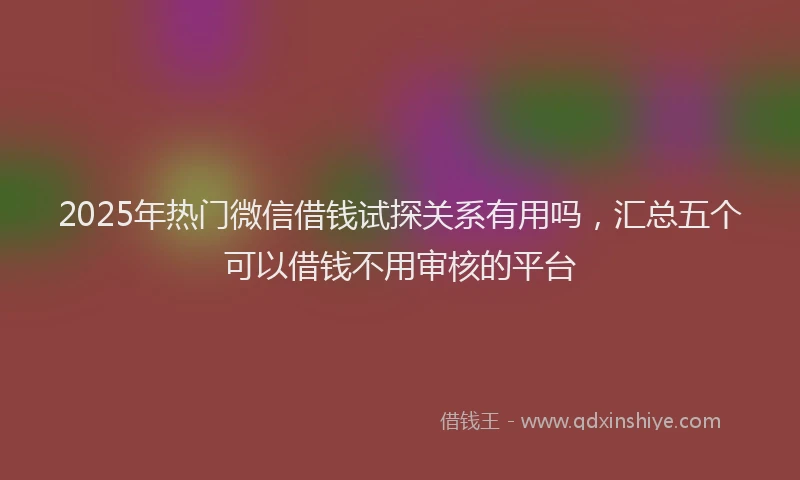 2025年热门微信借钱试探关系有用吗，汇总五个可以借钱不用审核的平台