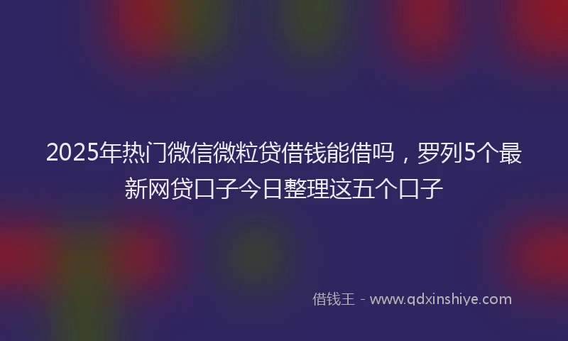 2025年热门微信微粒贷借钱能借吗，罗列5个最新网贷口子今日整理这五个口子