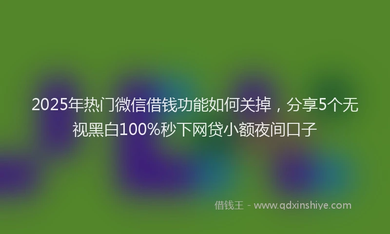 2025年热门微信借钱功能如何关掉，分享5个无视黑白100%秒下网贷小额夜间口子