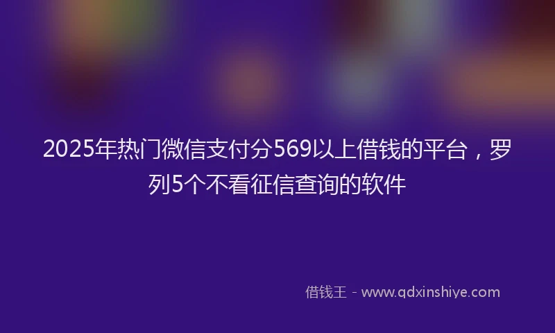 2025年热门微信支付分569以上借钱的平台，罗列5个不看征信查询的软件