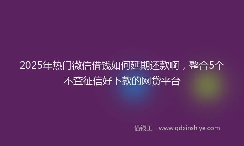 2025年热门微信借钱如何延期还款啊，整合5个不查征信好下款的网贷平台