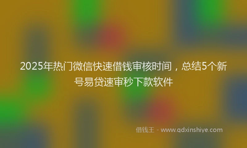 2025年热门微信快速借钱审核时间，总结5个新号易贷速审秒下款软件