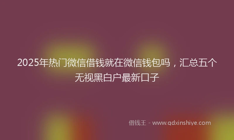 2025年热门微信借钱就在微信钱包吗，汇总五个无视黑白户最新口子
