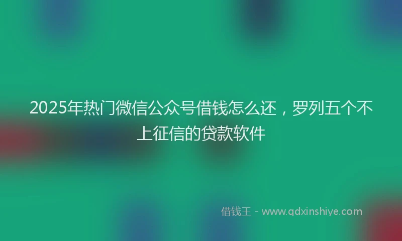2025年热门微信公众号借钱怎么还，罗列五个不上征信的贷款软件