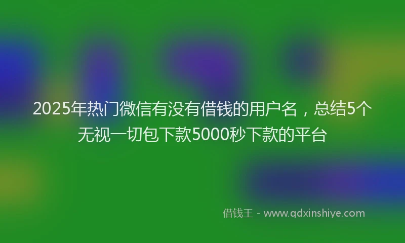 2025年热门微信有没有借钱的用户名，总结5个无视一切包下款5000秒下款的平台