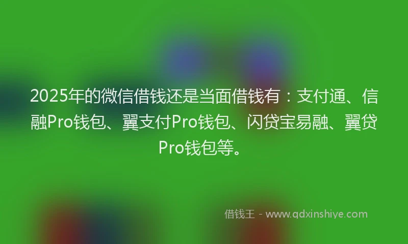 2025年的微信借钱还是当面借钱有：支付通、信融Pro钱包、翼支付Pro钱包、闪贷宝易融、翼贷Pro钱包等。