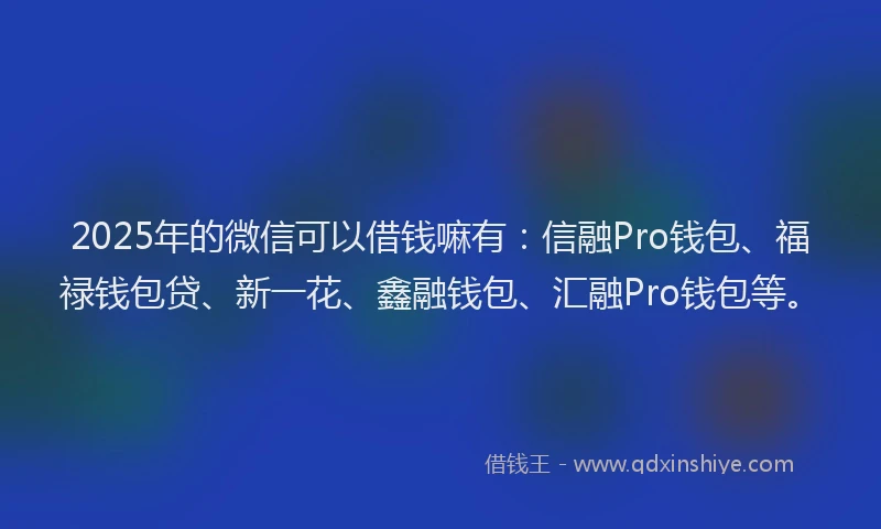 2025年的微信可以借钱嘛有：信融Pro钱包、福禄钱包贷、新一花、鑫融钱包、汇融Pro钱包等。