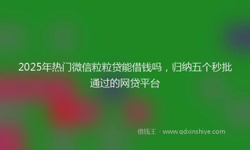 2025年热门微信粒粒贷能借钱吗，归纳五个秒批通过的网贷平台