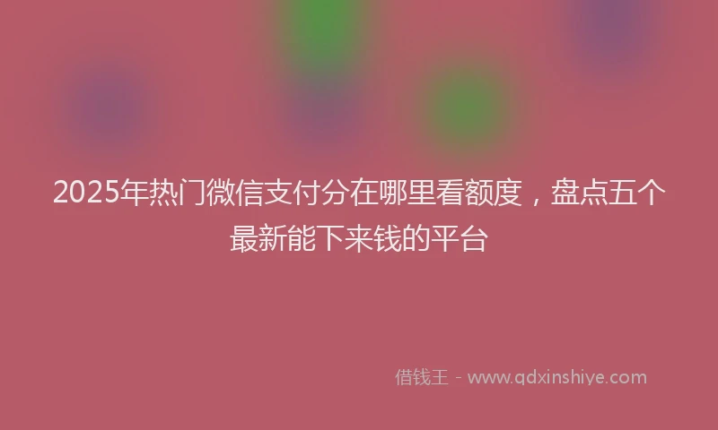 2025年热门微信支付分在哪里看额度，盘点五个最新能下来钱的平台