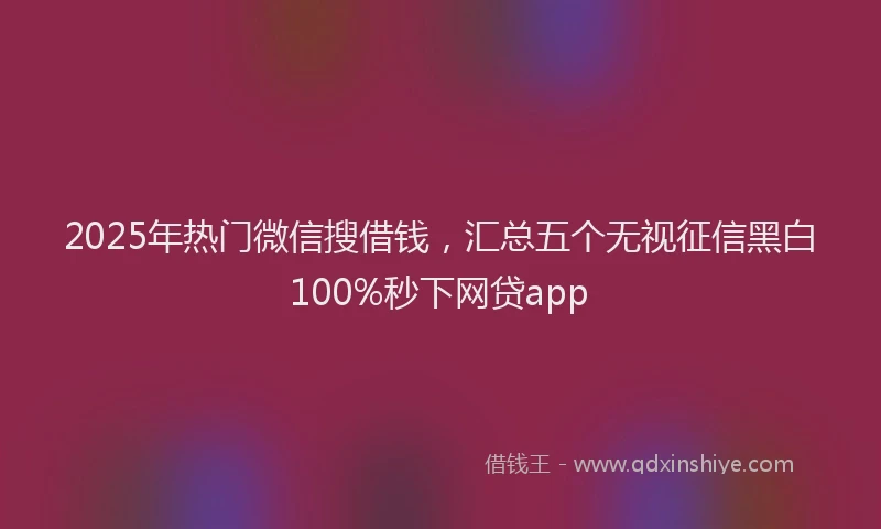 2025年热门微信搜借钱，汇总五个无视征信黑白100%秒下网贷app