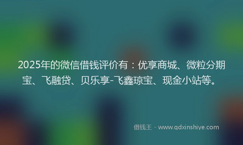 2025年的微信借钱评价有：优享商城、微粒分期宝、飞融贷、贝乐享-飞鑫琼宝、现金小站等。