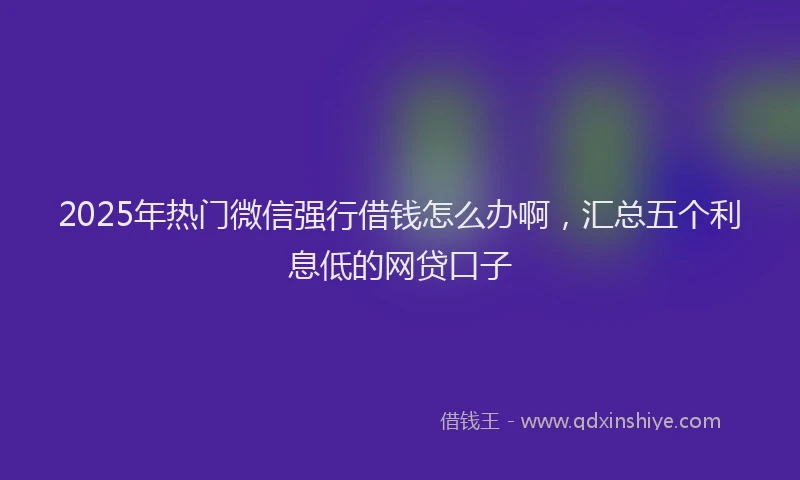 2025年热门微信强行借钱怎么办啊，汇总五个利息低的网贷口子