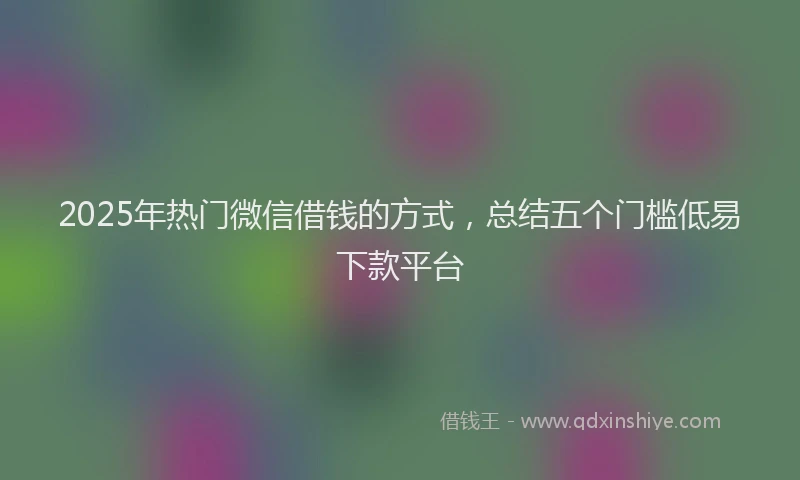 2025年热门微信借钱的方式，总结五个门槛低易下款平台