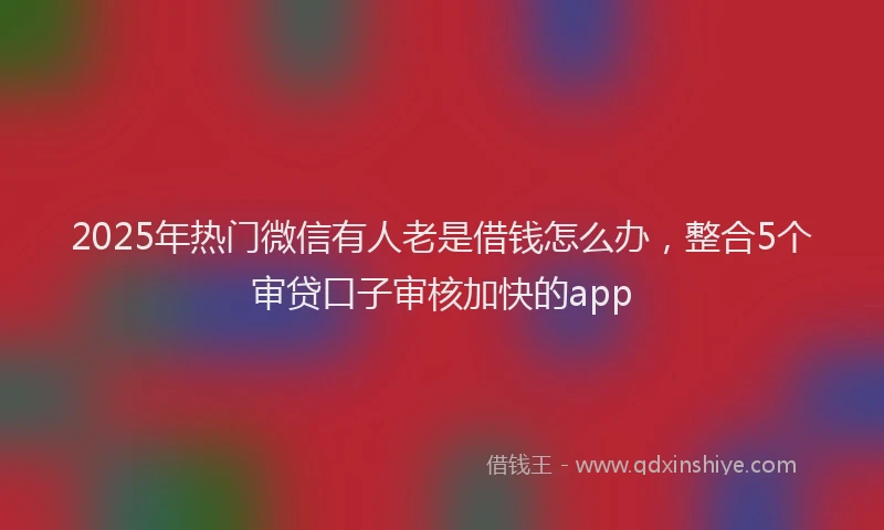 2025年热门微信有人老是借钱怎么办，整合5个审贷口子审核加快的app