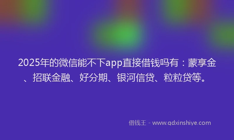 2025年的微信能不下app直接借钱吗有：蒙享金、招联金融、好分期、银河信贷、粒粒贷等。