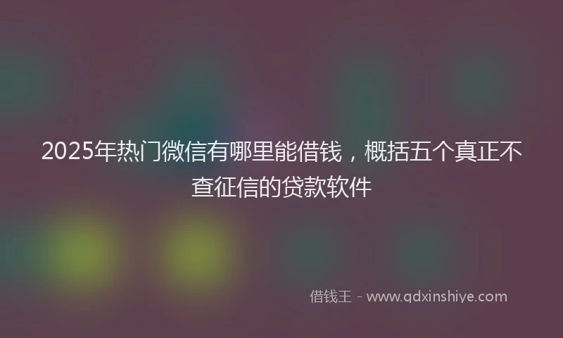 2025年热门微信有哪里能借钱，概括五个真正不查征信的贷款软件
