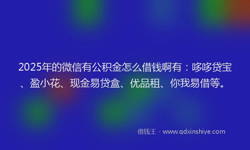 2025年的微信有公积金怎么借钱啊有：哆哆贷宝、盈小花、现金易贷盒、优品租、你我易借等。