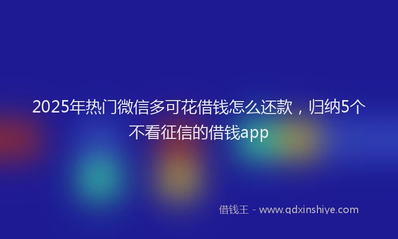 2025年热门微信多可花借钱怎么还款，归纳5个不看征信的借钱app