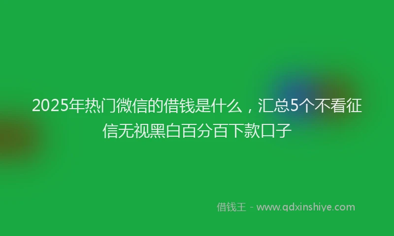 2025年热门微信的借钱是什么，汇总5个不看征信无视黑白百分百下款口子
