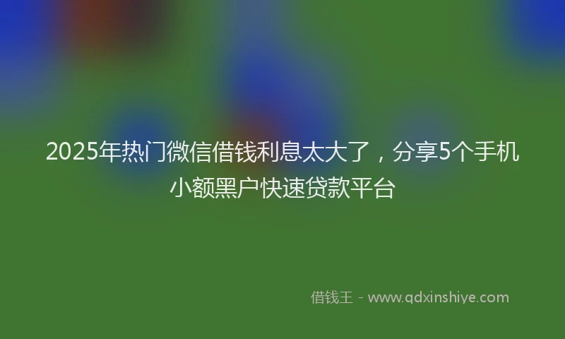 2025年热门微信借钱利息太大了，分享5个手机小额黑户快速贷款平台
