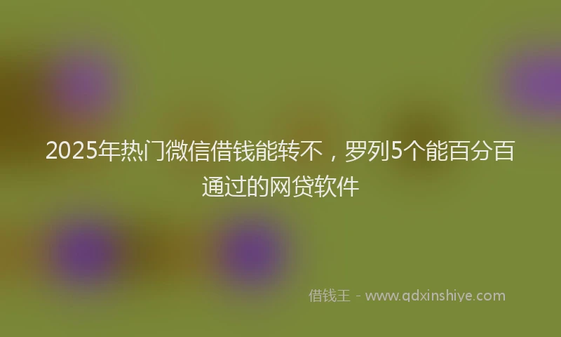 2025年热门微信借钱能转不，罗列5个能百分百通过的网贷软件