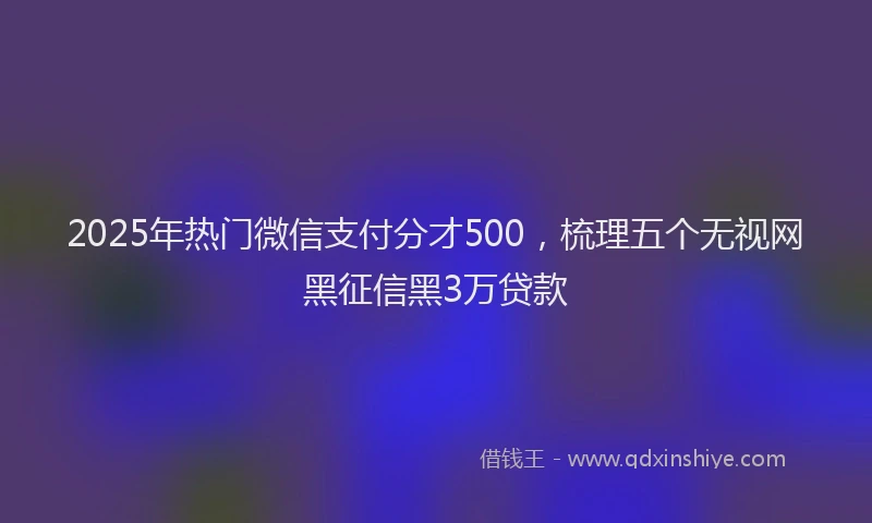 2025年热门微信支付分才500，梳理五个无视网黑征信黑3万贷款