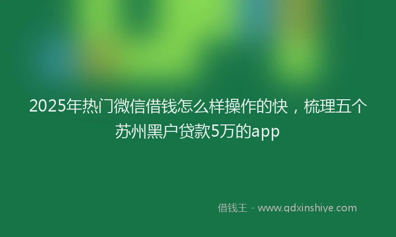 2025年热门微信借钱怎么样操作的快，梳理五个苏州黑户贷款5万的app
