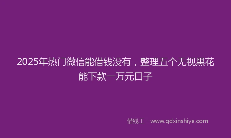 2025年热门微信能借钱没有，整理五个无视黑花能下款一万元口子