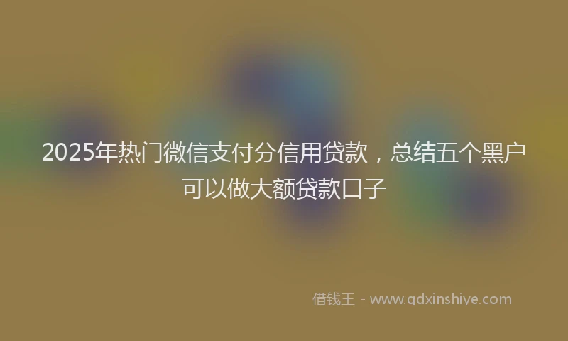 2025年热门微信支付分信用贷款，总结五个黑户可以做大额贷款口子
