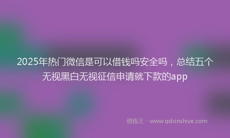2025年热门微信是可以借钱吗安全吗，总结五个无视黑白无视征信申请就下款的app