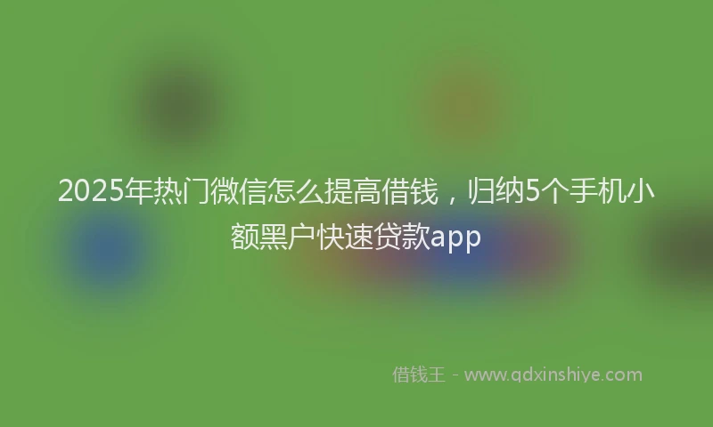 2025年热门微信怎么提高借钱，归纳5个手机小额黑户快速贷款app
