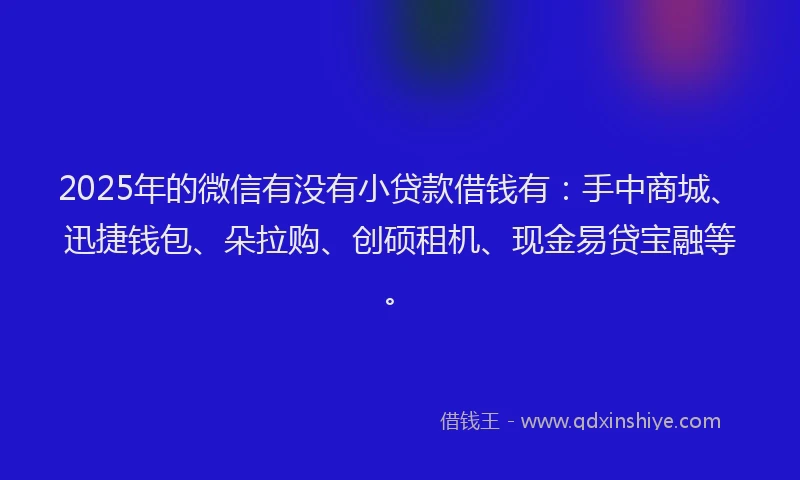 2025年的微信有没有小贷款借钱有：手中商城、迅捷钱包、朵拉购、创硕租机、现金易贷宝融等。