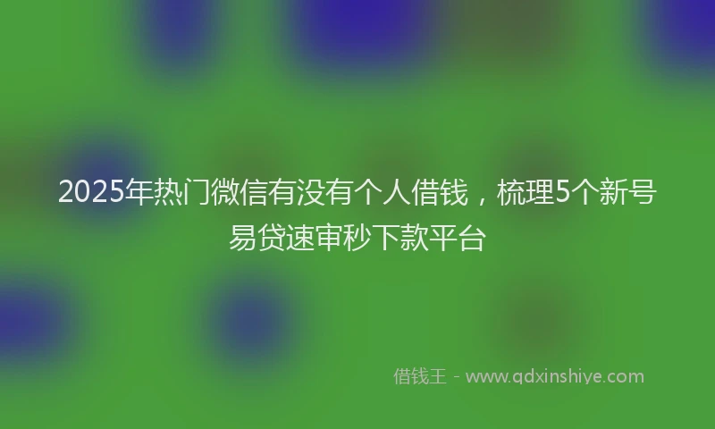 2025年热门微信有没有个人借钱，梳理5个新号易贷速审秒下款平台