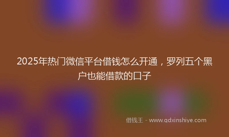 2025年热门微信平台借钱怎么开通，罗列五个黑户也能借款的口子