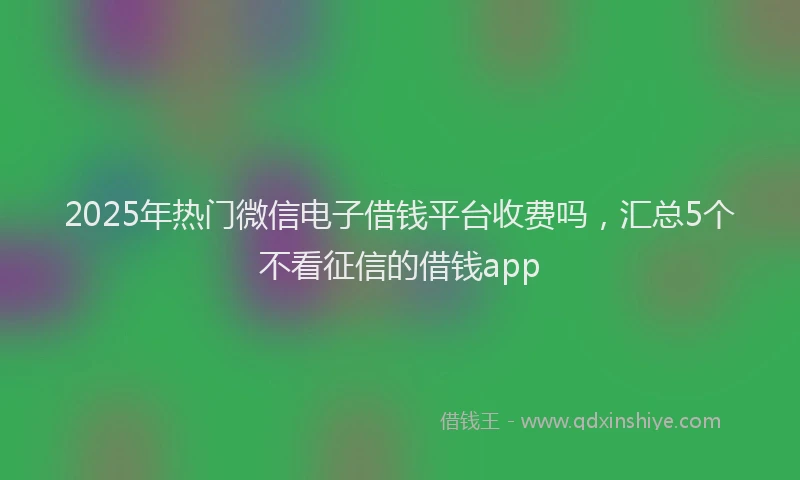 2025年热门微信电子借钱平台收费吗，汇总5个不看征信的借钱app