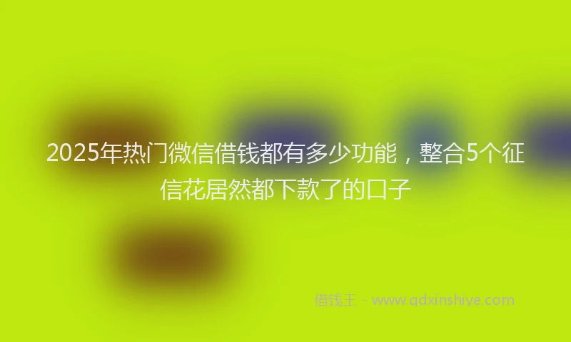 2025年热门微信借钱都有多少功能，整合5个征信花居然都下款了的口子