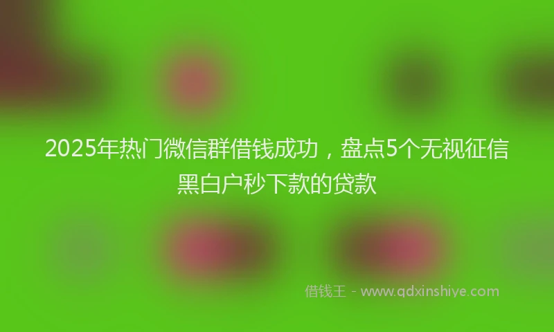 2025年热门微信群借钱成功，盘点5个无视征信黑白户秒下款的贷款