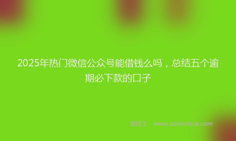 2025年热门微信公众号能借钱么吗，总结五个逾期必下款的口子