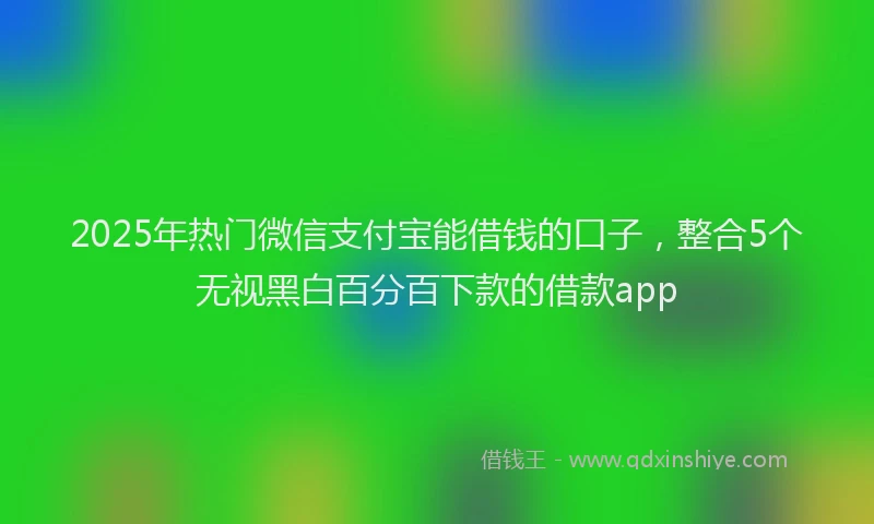 2025年热门微信支付宝能借钱的口子，整合5个无视黑白百分百下款的借款app