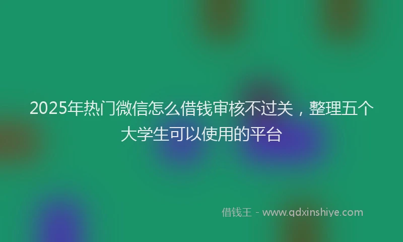 2025年热门微信怎么借钱审核不过关，整理五个大学生可以使用的平台